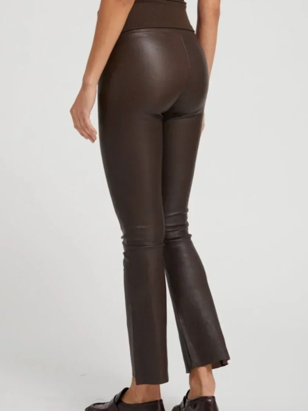SPRWMN Crop Flare Dark Chocolate leather pants - Picture 2 of 8